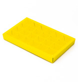 Yellow square window box with interior for 24 chocolates - 240*140*25 mm - 18 pieces