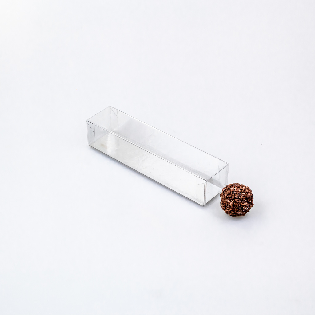 Transparanten Schachtel mit Silver Boden für 5 Trüffel - 162*35*35mm - 120 Stück