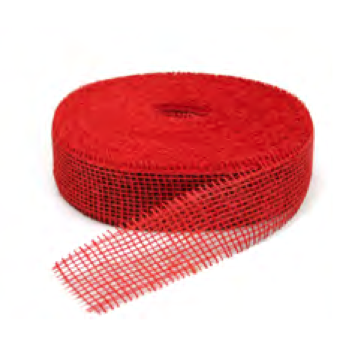 Jute lint rood  - 5 cm - 40 meter op rol