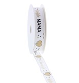 Lint met draad  "Gloden Heart" liefste mama - 15mm*20m