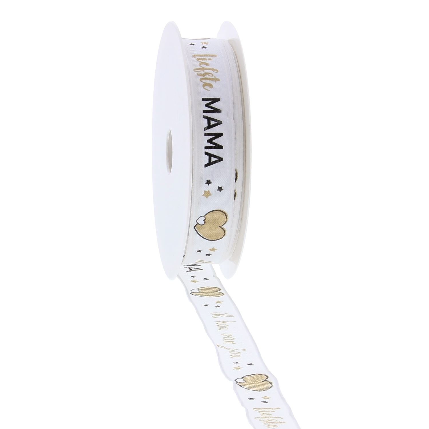 Lint met draad  "Gloden Heart" liefste mama - 15mm*20m