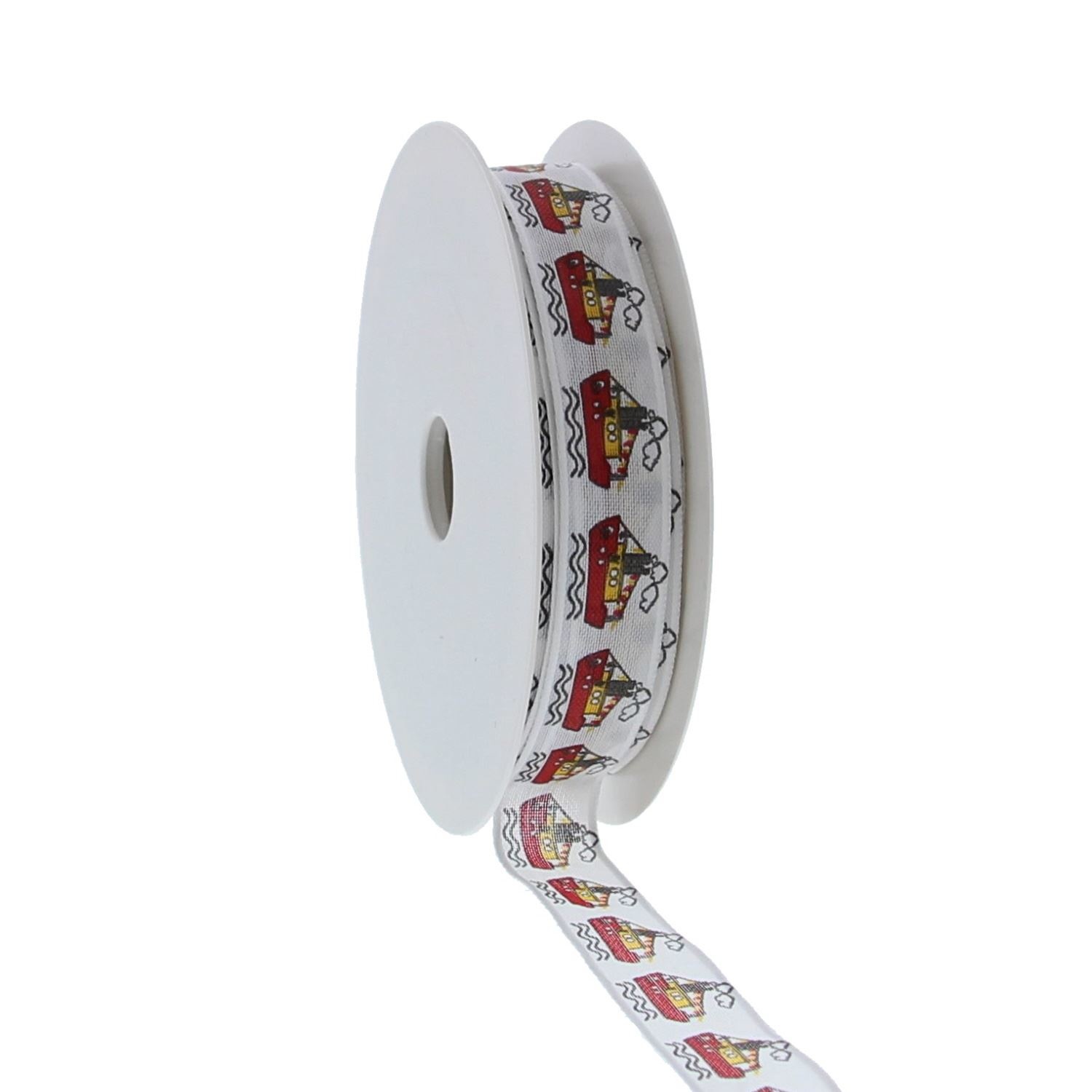 Lint met draad Sint "Party" boot - Wit    - 15mm - 20m