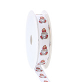 Wired ribbon Saint Nicholas "Vintage" figure - White - Available in widths of 15mm and 25mm - 20m per roll