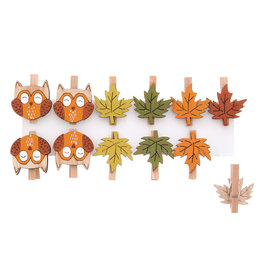 Wooden clip "Autumn leaf and Owl"