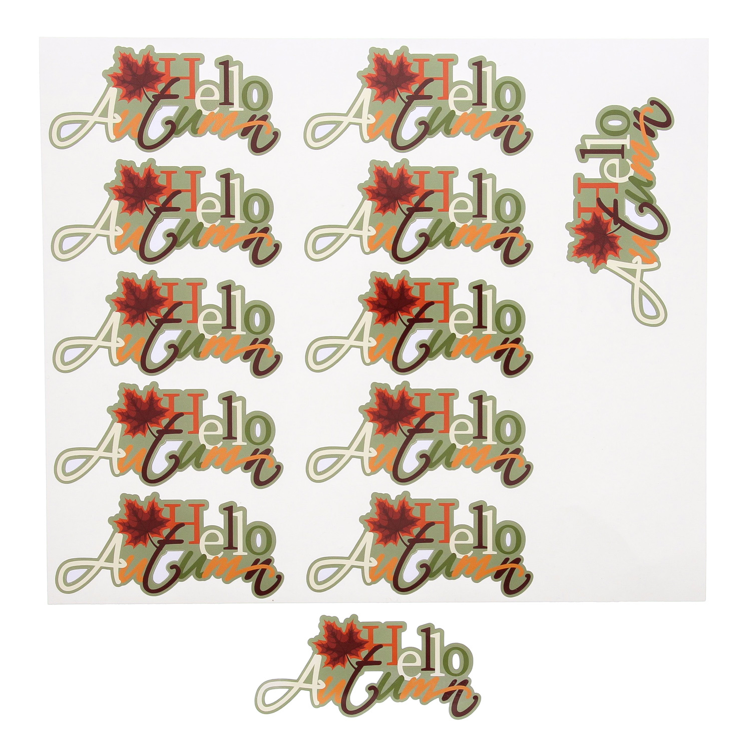 Sticker blinkend " Hello Autumn" tekst - 242*206mm - 5x12=60 stuks