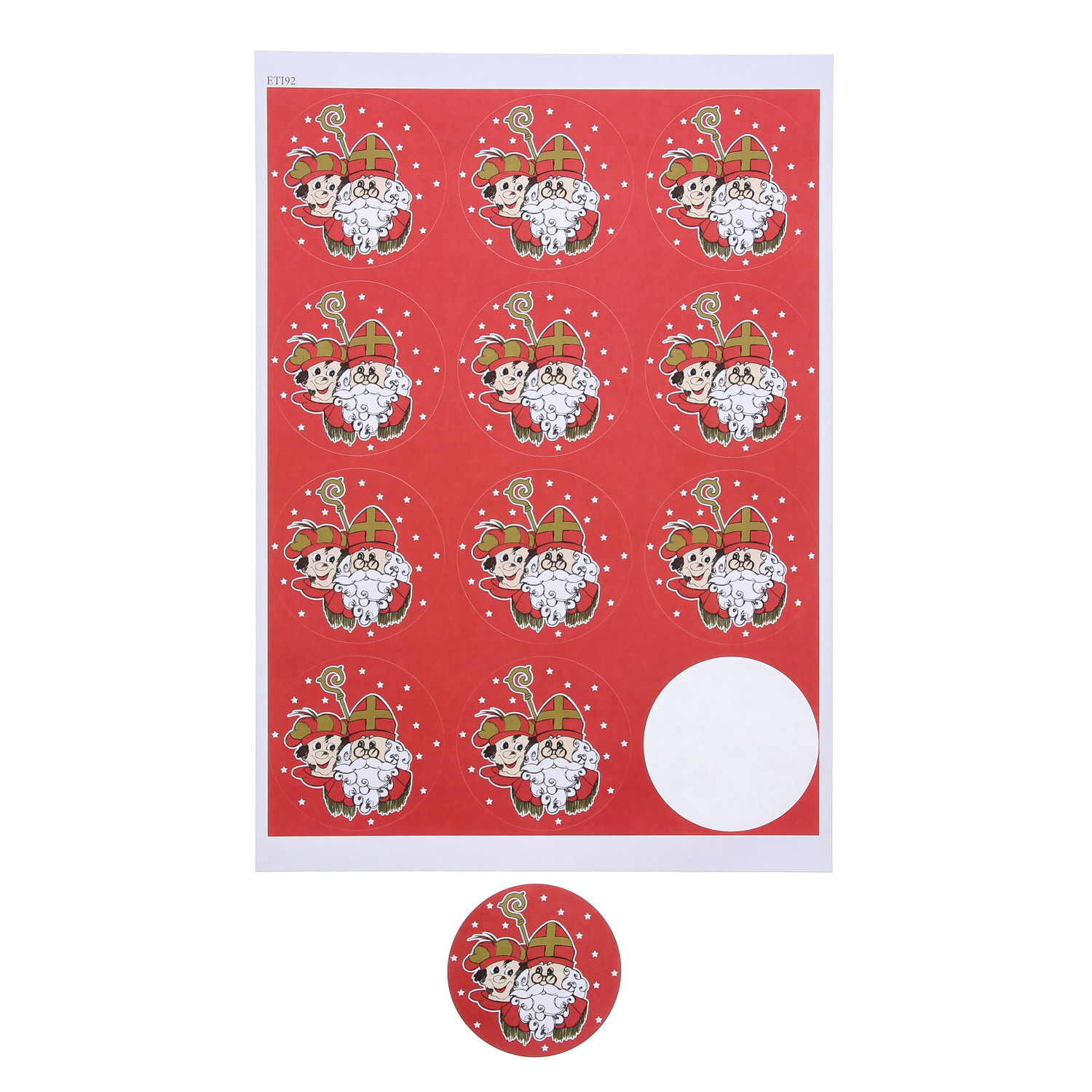 Sticker Saint Nicholas & Roetpiet  6,35 cm - 60 pieces