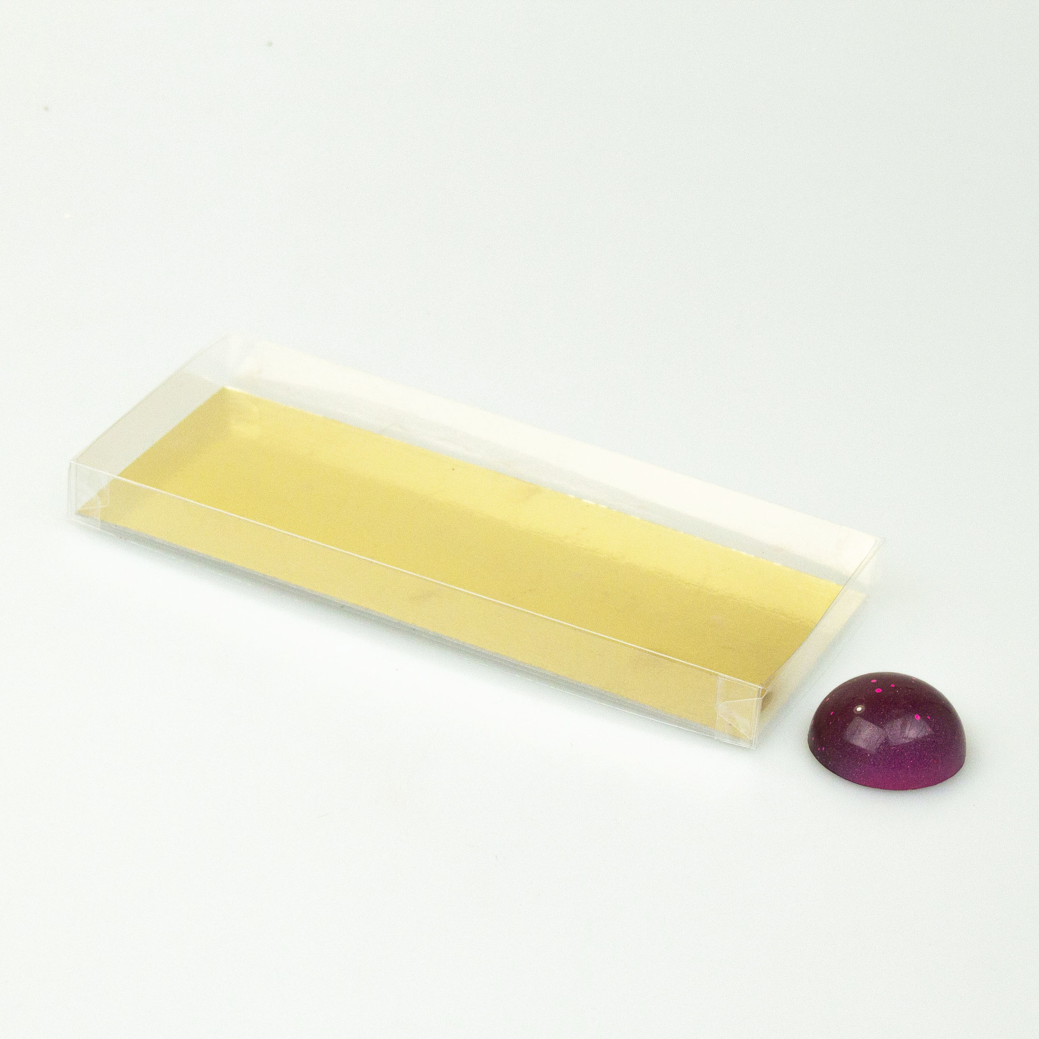 Boîte transparente avec carton doré - 175* 70*15mm - 50 pièces