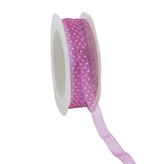 Organza satin woven edge Band Dots - Fuchsia