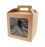 Boîte avec fenêtre transparente  avec poignée Avana - kraft - 265*210*210 mm - 30 pièces