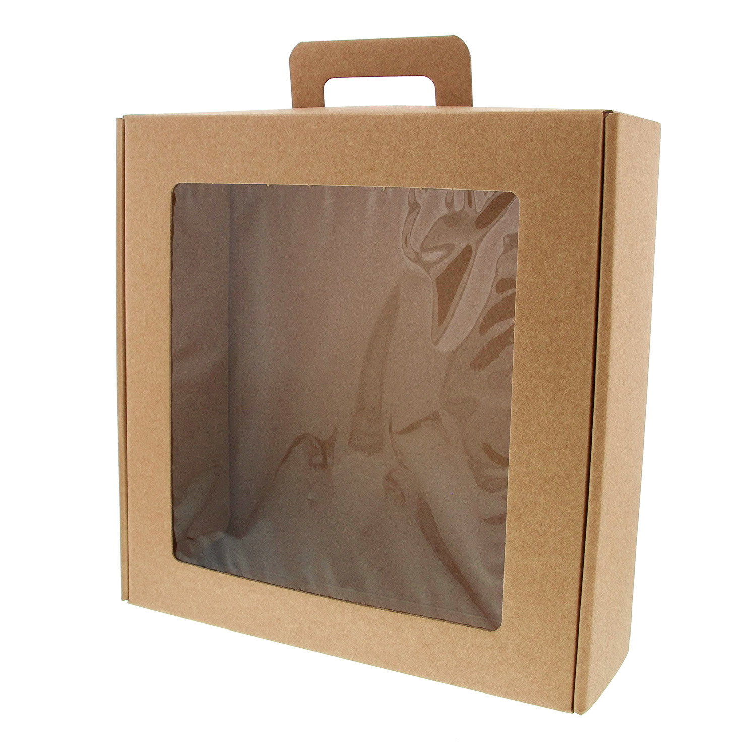 Boîte avec fenêtre transparente  avec poignée Avana - kraft - 290*290*90  mm - 30 pièces