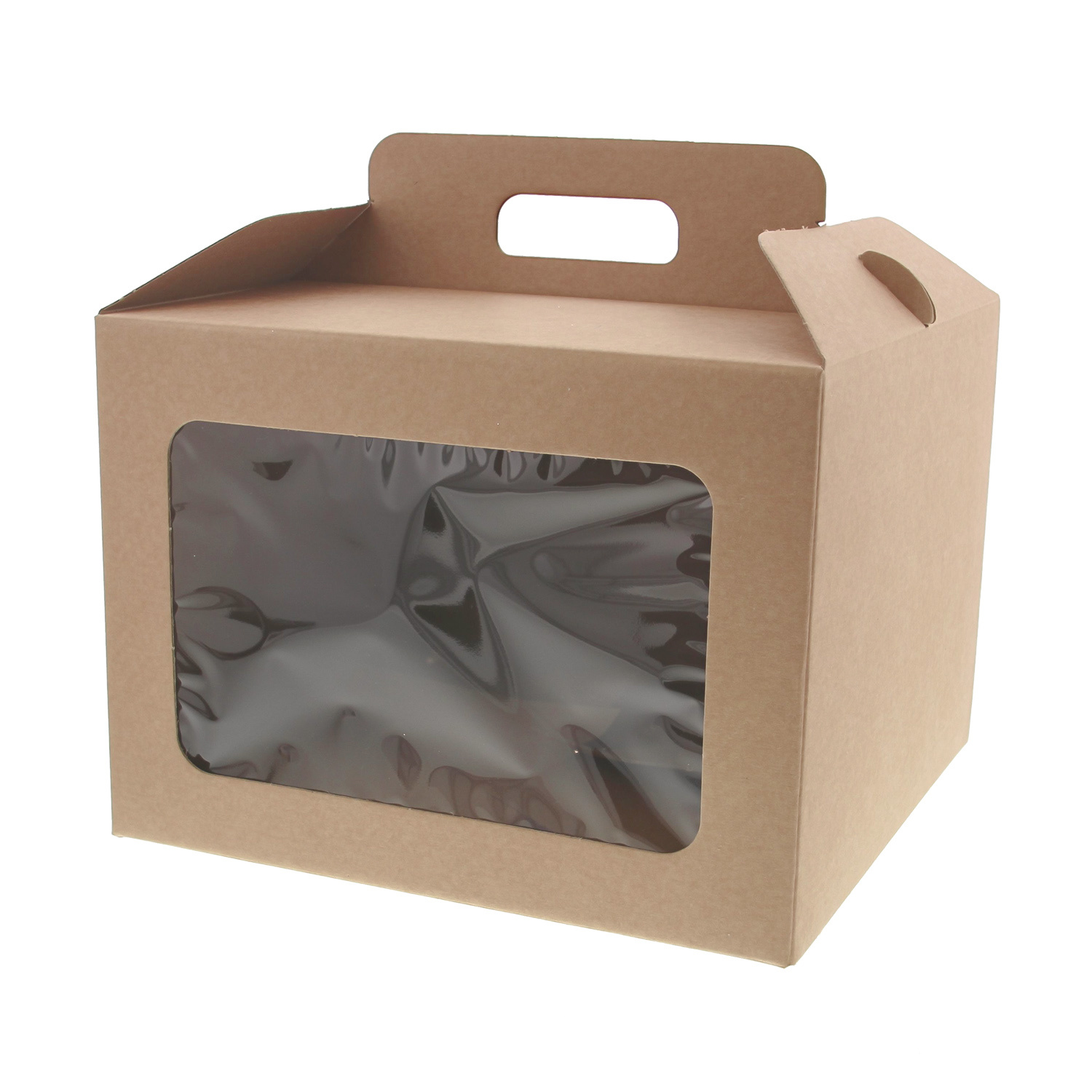 Boîte avec fenêtre transparente  avec poignée Avana - kraft - 230*245*245 mm - 30 pièces