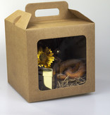 Boîte avec fenêtre transparente  avec poignée Avana - kraft - 230*245*245 mm - 30 pièces