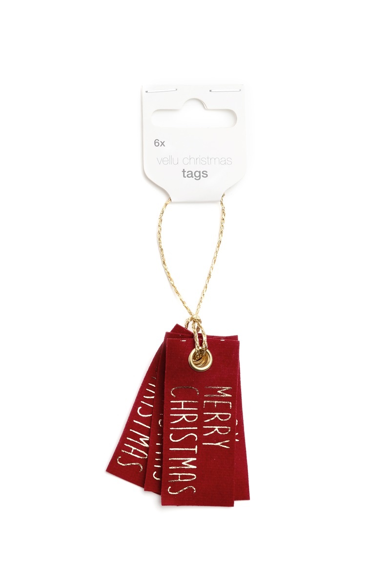 Vellu Christmas tags - 6 pieces - Warm Red