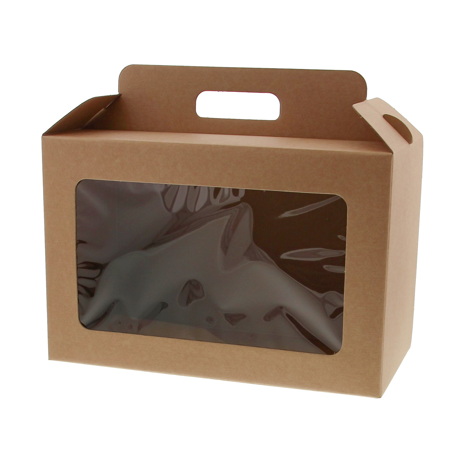 Box with clear window with handles Avana - kraft   - 190*290*145 mm - 30 pieces