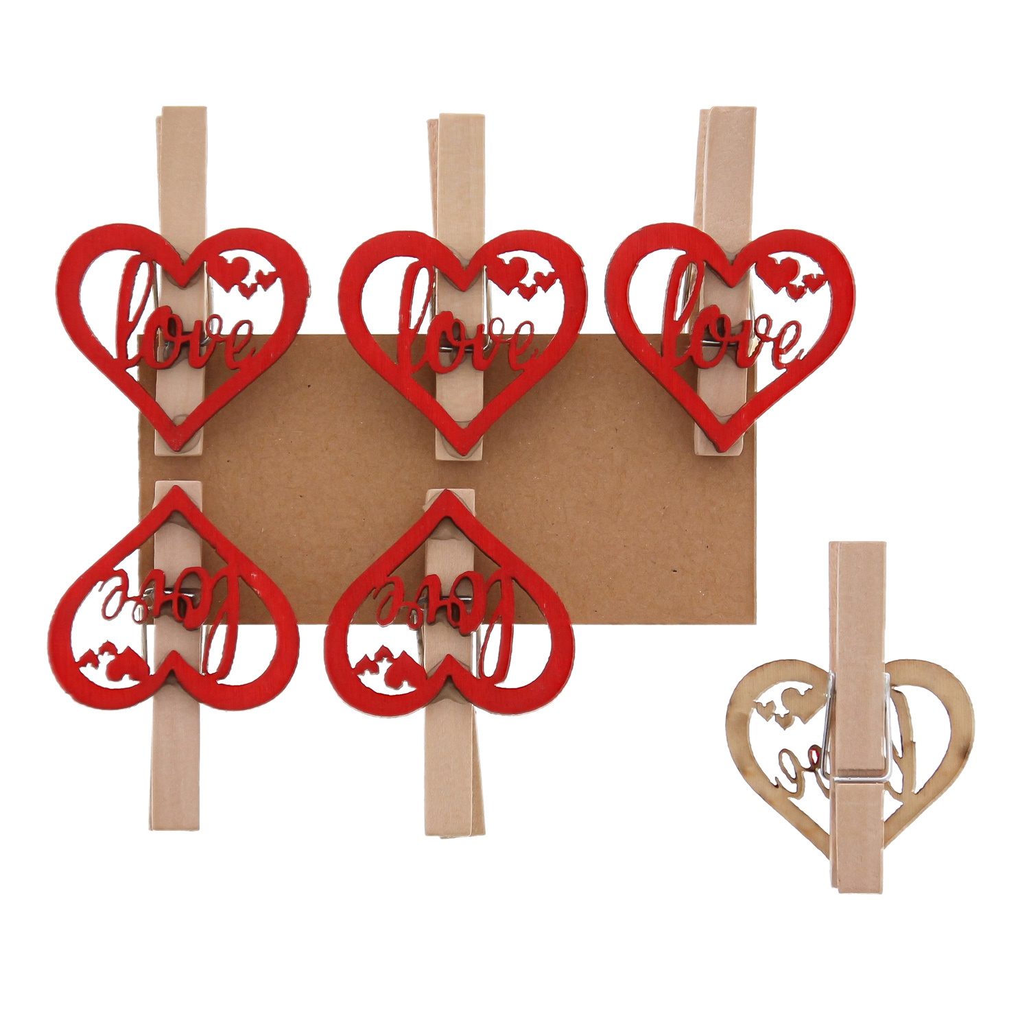 " Love " clip text in heart red - 35*58*13mm - 36 pieces