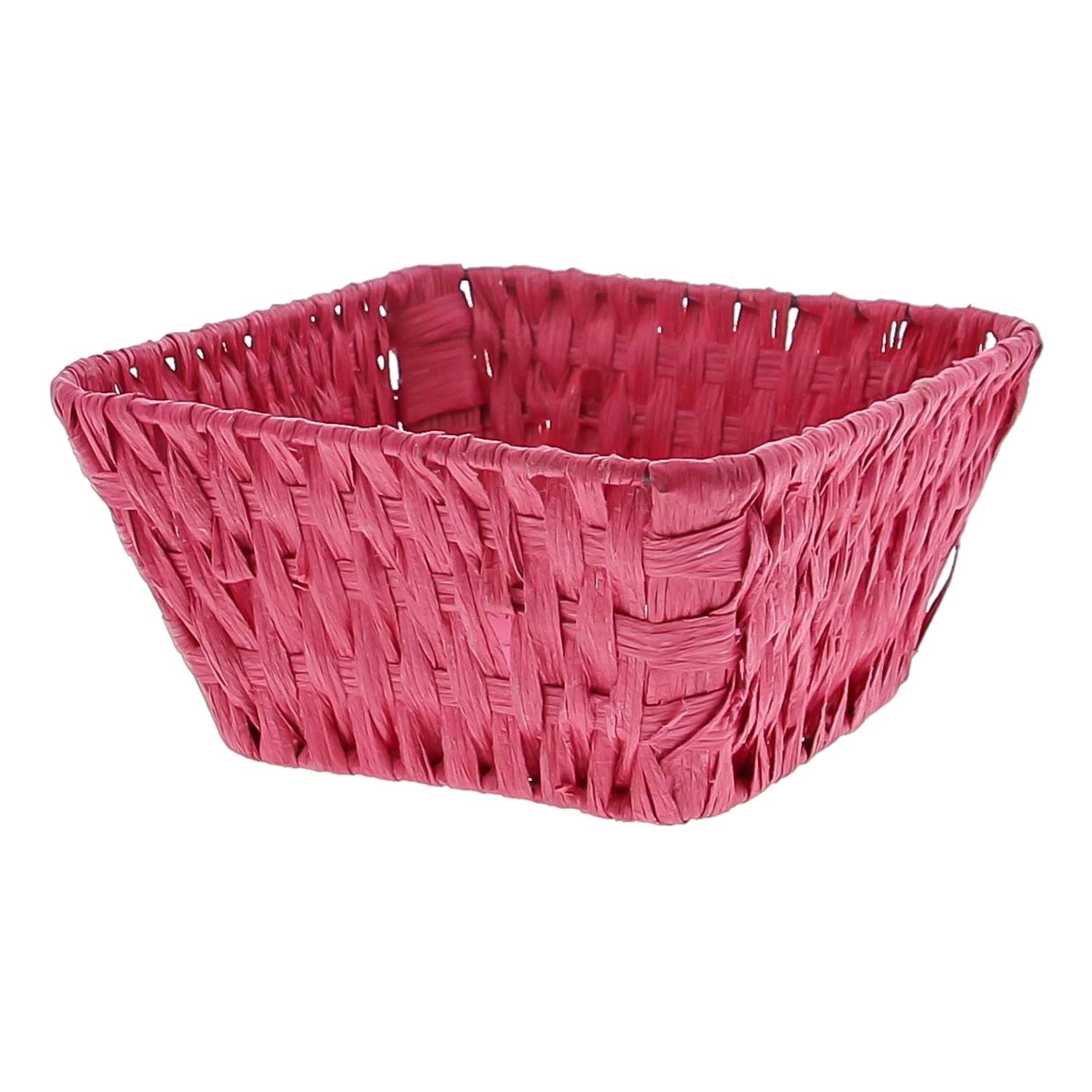 Square wicker basket - rasberry  - 9 pieces