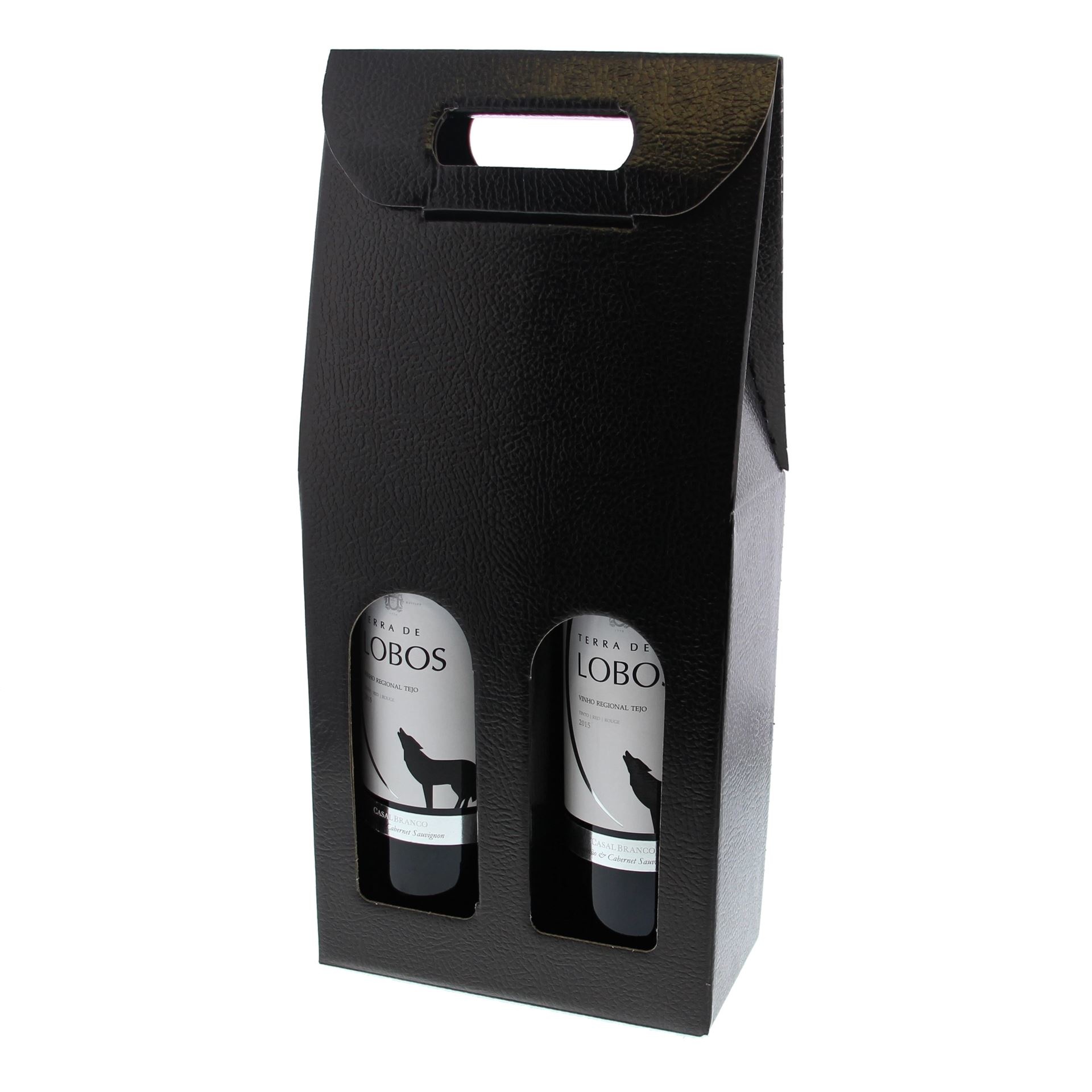 "Pelle" Box for 2 bottles (black) - 10 pieces