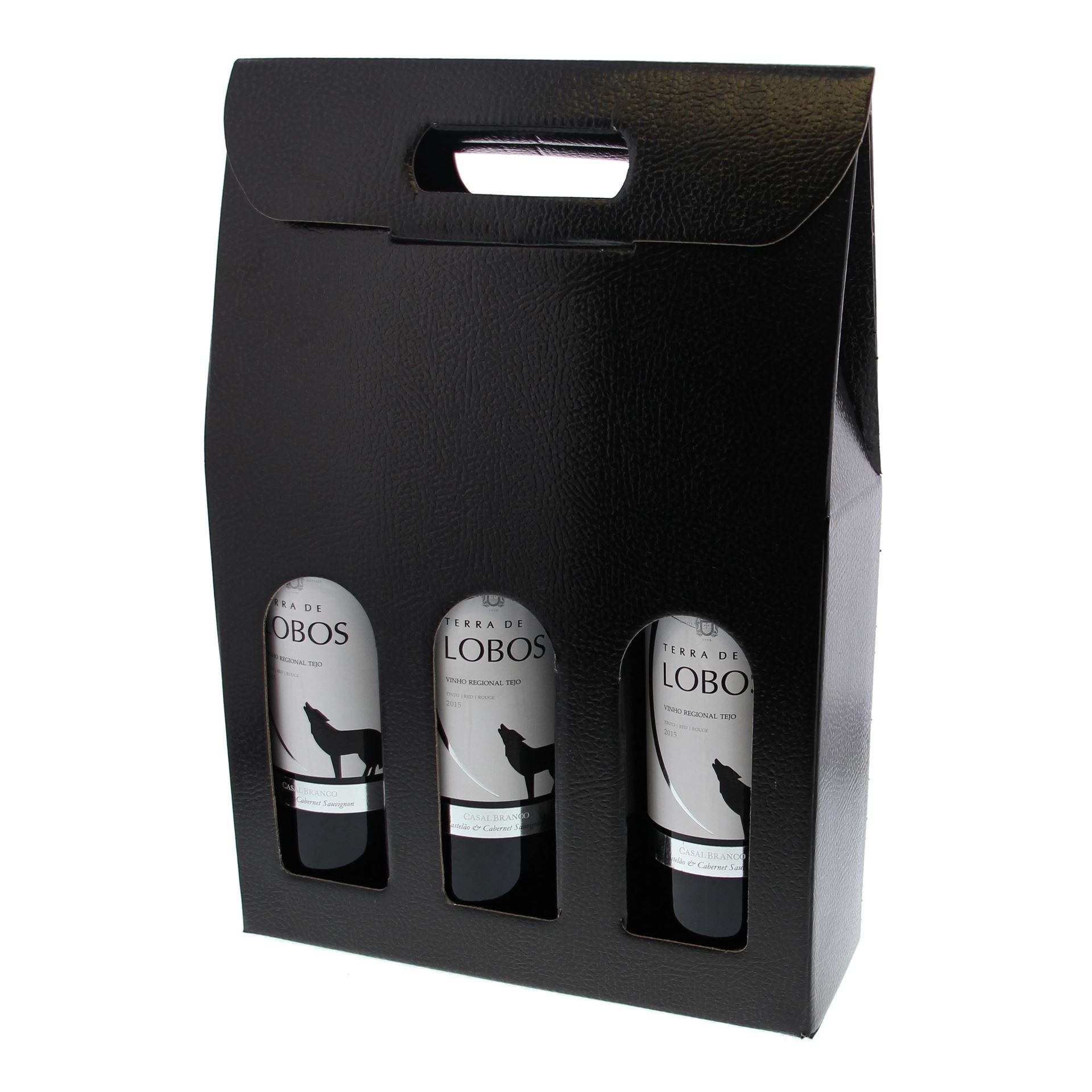 "Pelle" Box for 3 bottles (black) - 10 pieces