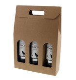 "Avana" Boîte pour 3 bouteilles (kraft) - 10 pièces