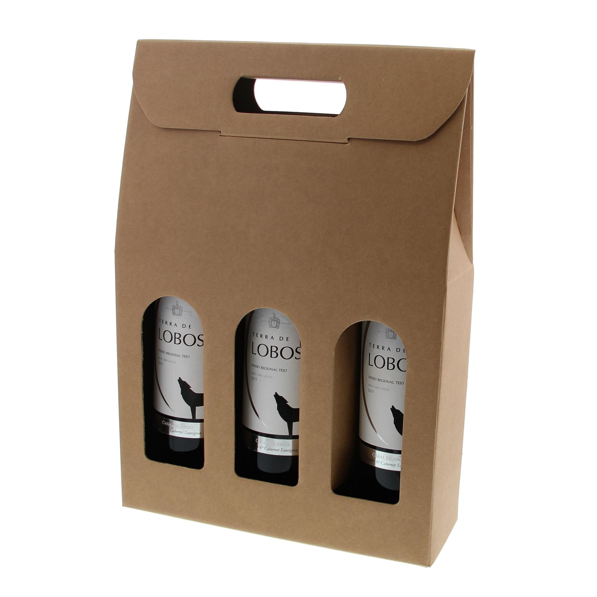 "Avana" Box for 3 bottles (kraft) - 10 pieces