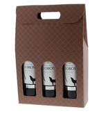 "Matelasse" Box for 3 bottles (brown) - 10 pieces