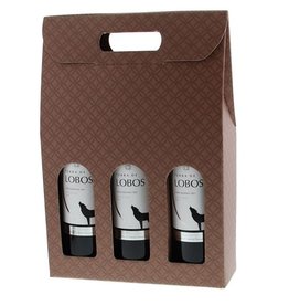 "Matelasse" Box for 3 bottles (brown)