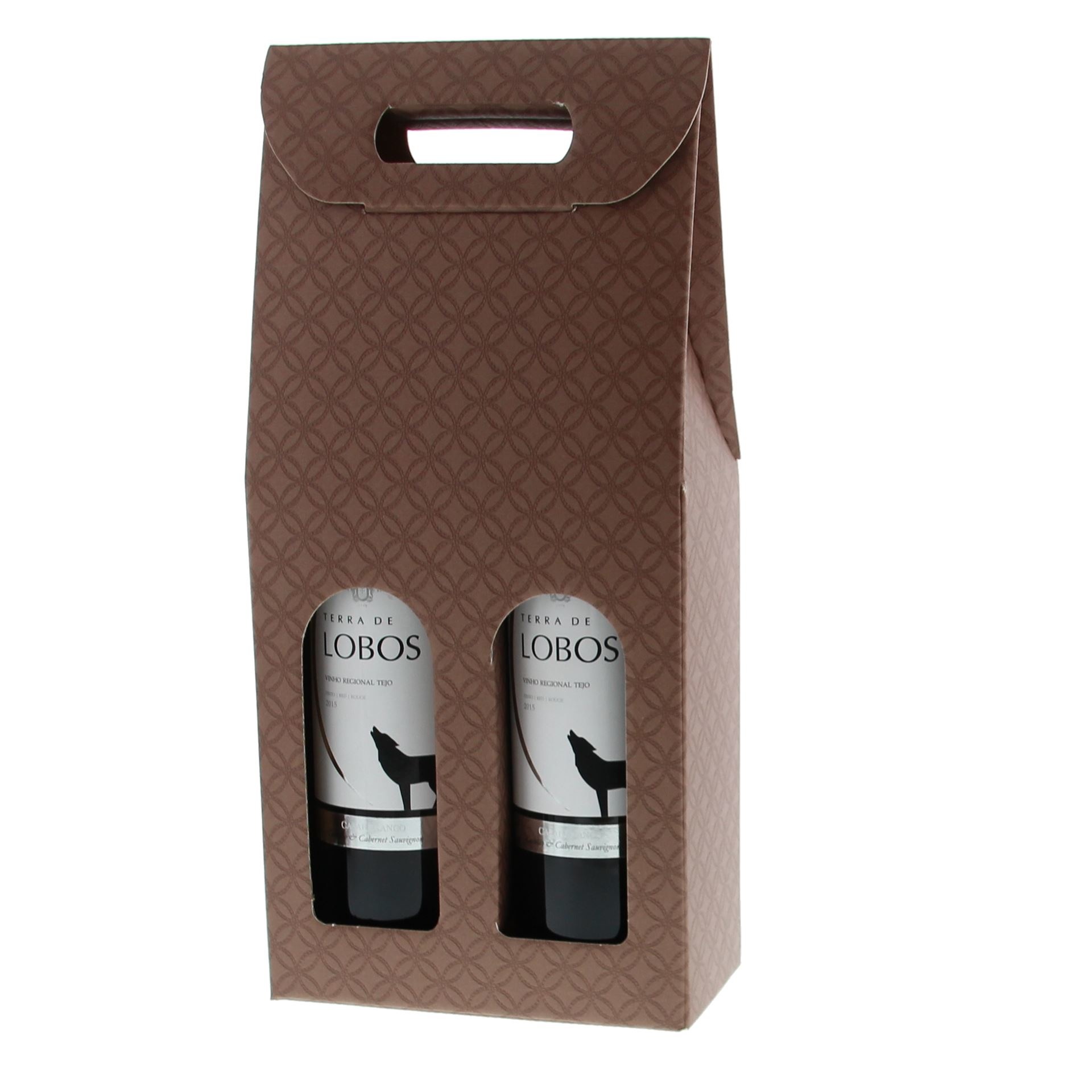 "Matelasse" Box for 2 bottles (brown) - 10 pieces