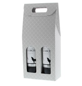 "Matelasse" Box for 2 bottles (grey)