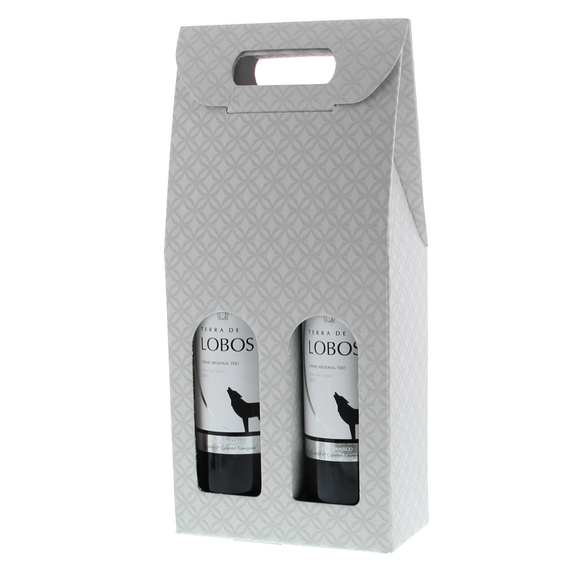 "Matelasse" Box for 2 bottles (grey) - 10 pieces