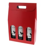 "Lino Rosso" Boîte pour 3 bouteilles (rouge) - 10 pièces