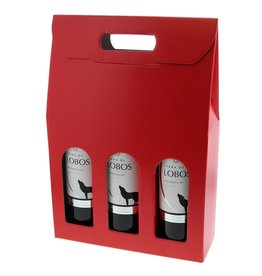"Lino Rosso" Schachtel für 3 Flaschen (rot)