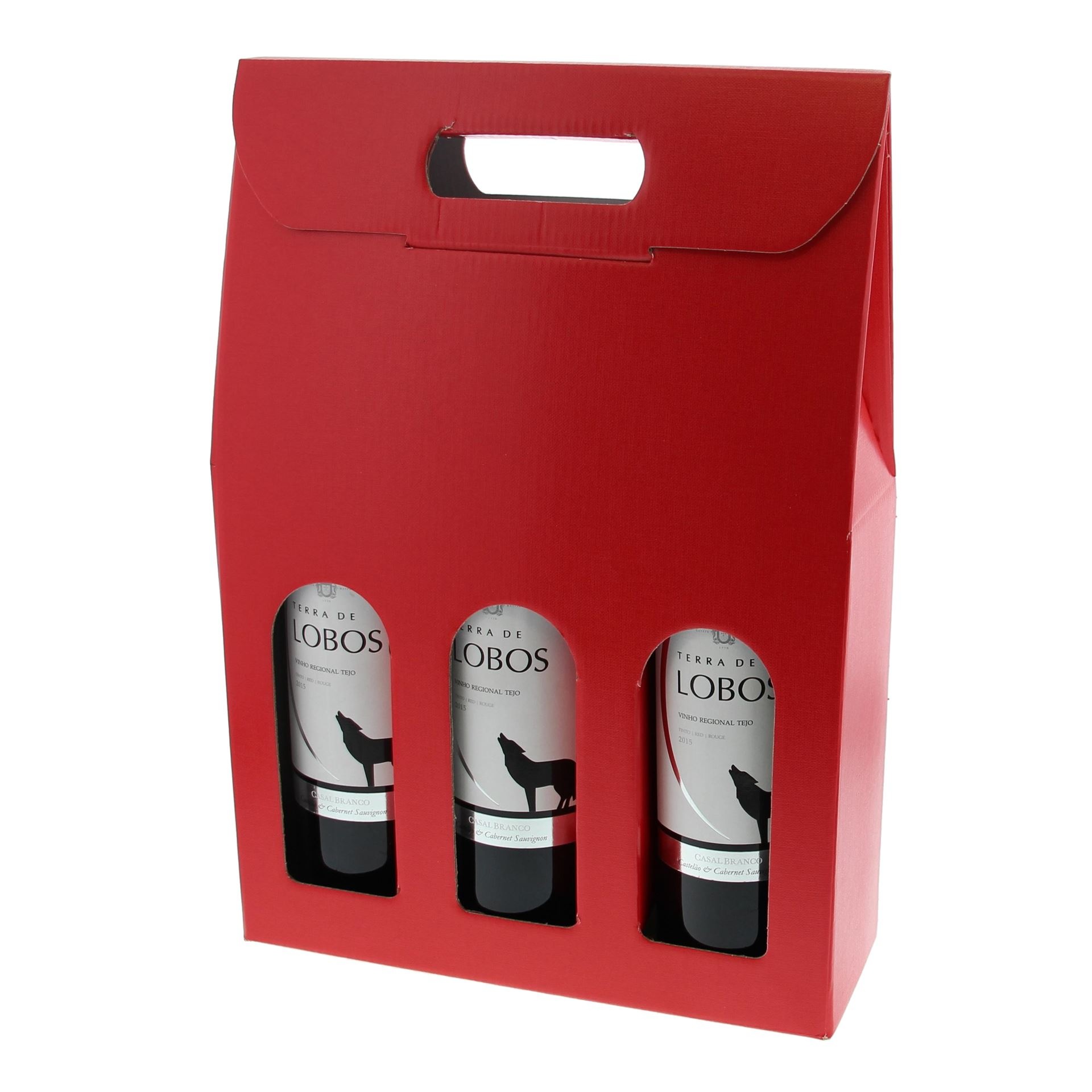 "Lino Rosso" Box for 3 bottles (red) - 10 pieces