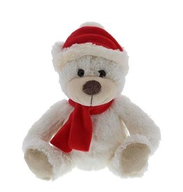 "Teddy" beer met rode muts en sjaal 24 cm - 4 stuks