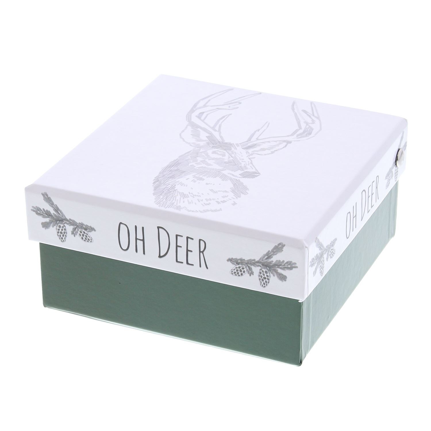"Oh deer" Boîte carré avec couvercle  - 127mm x 130mm x 62mm - 10 pièces