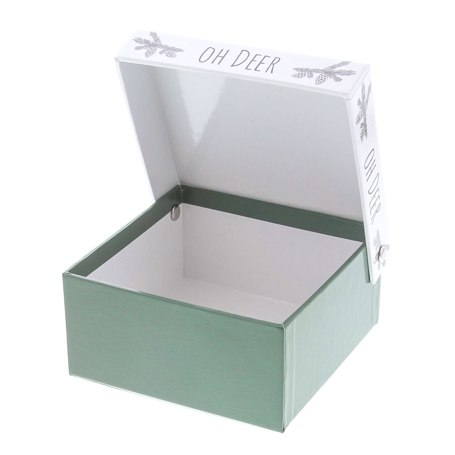 "Oh deer"  Doos met deksel vierkant groot - 150mm x 155mm x 72mm - 10 stuks
