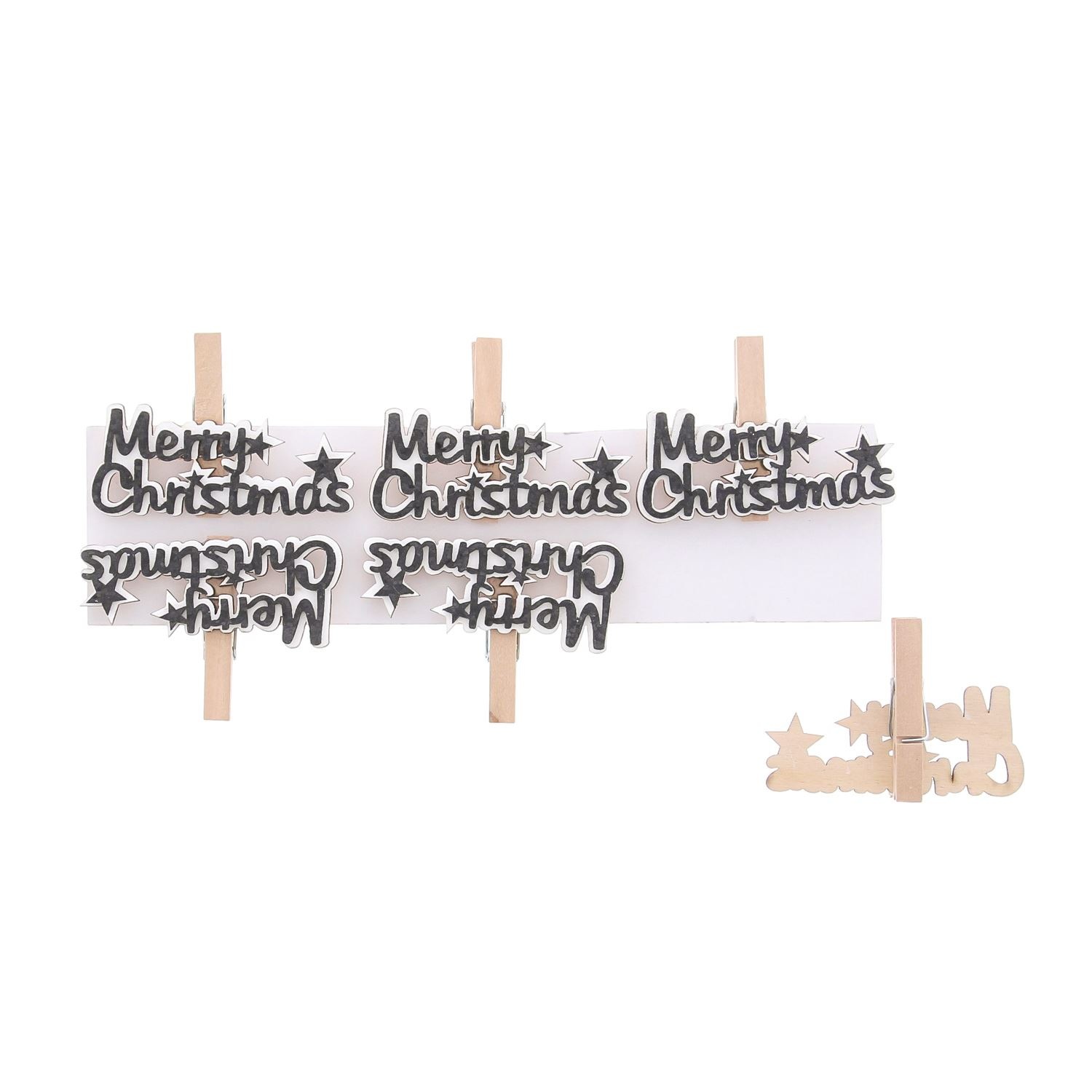 "Merry Christmas" Klammer black - 45*65*19 mm - 36 Stück
