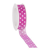 Organza satin woven edge ribbon Dots - Magenta