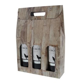 "Wood" Box for 3 bottles