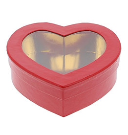 Heart box with clear window - red