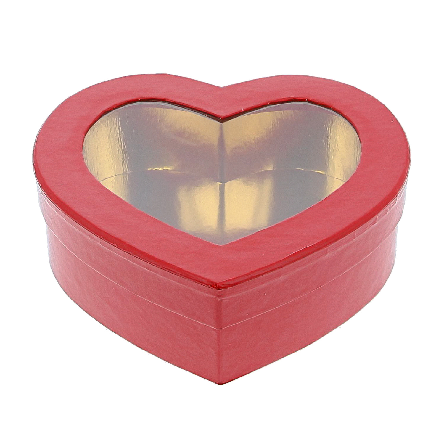 Caja de corazón con ventana transparente - rojo- 140 *150* 50 mm - 12