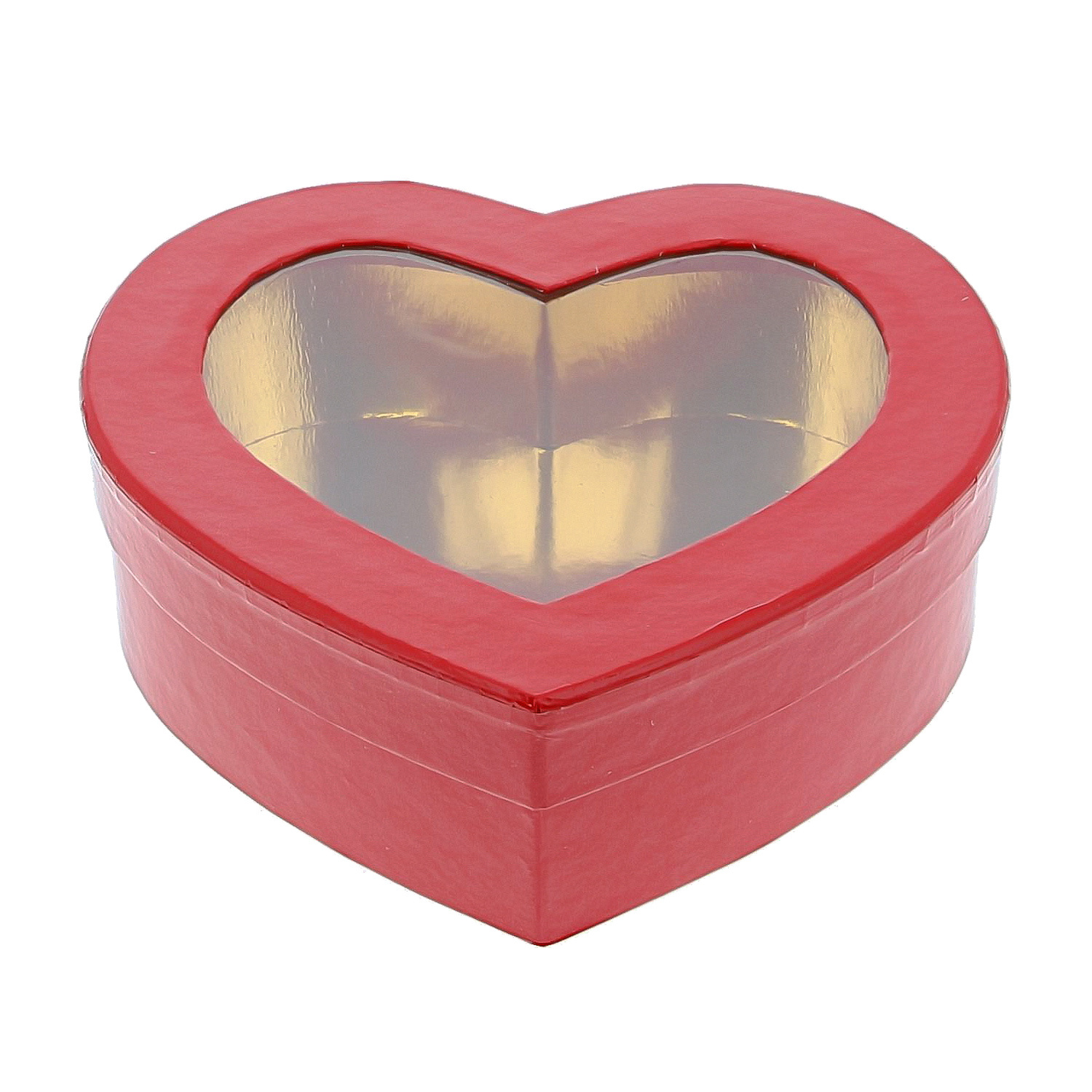 Heart box with clear window - 140 *150* 50 mm  - 12 pieces  - red