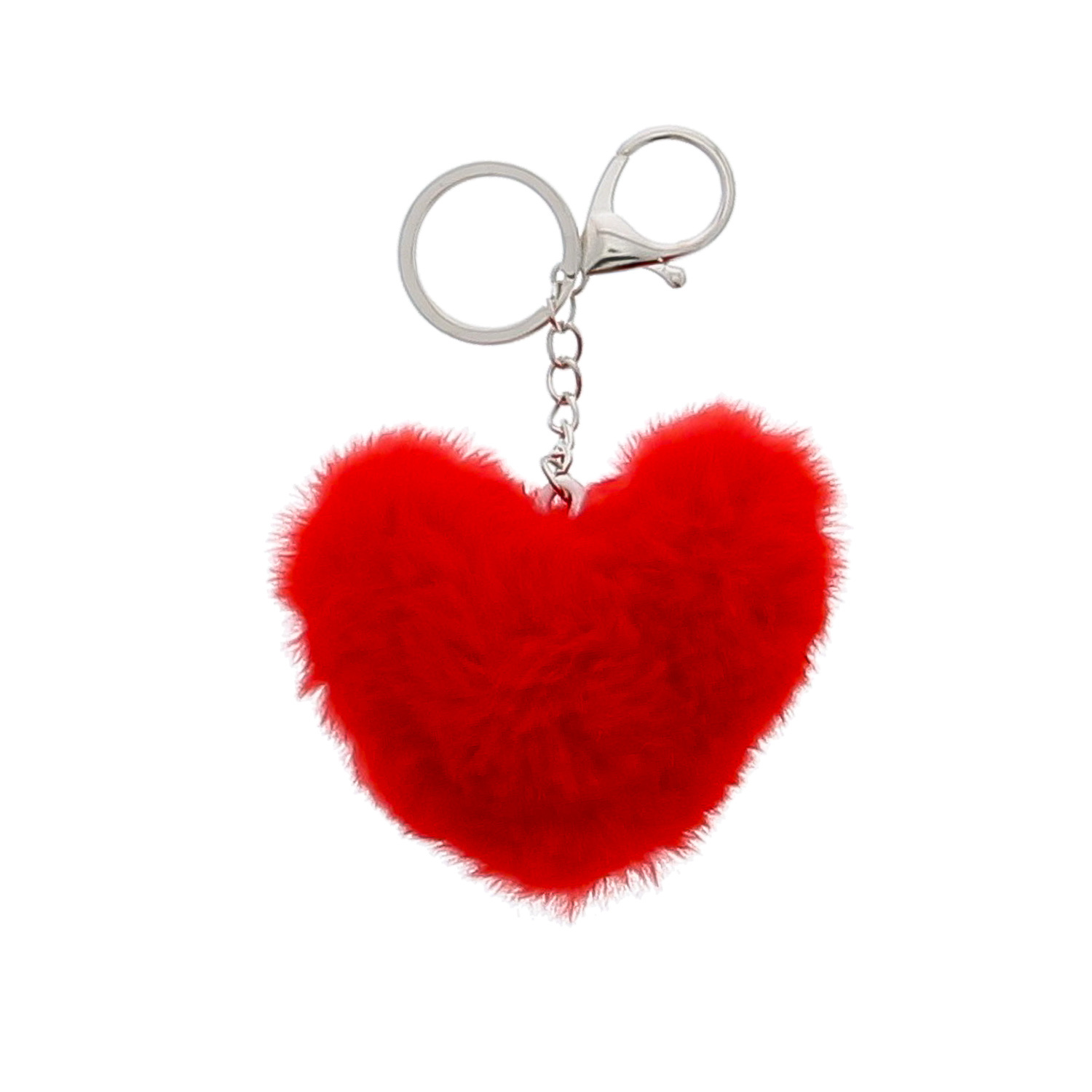 Porte-clés de cœur "Pluche" - Rouge - 90*40*130mm - 12 pièces