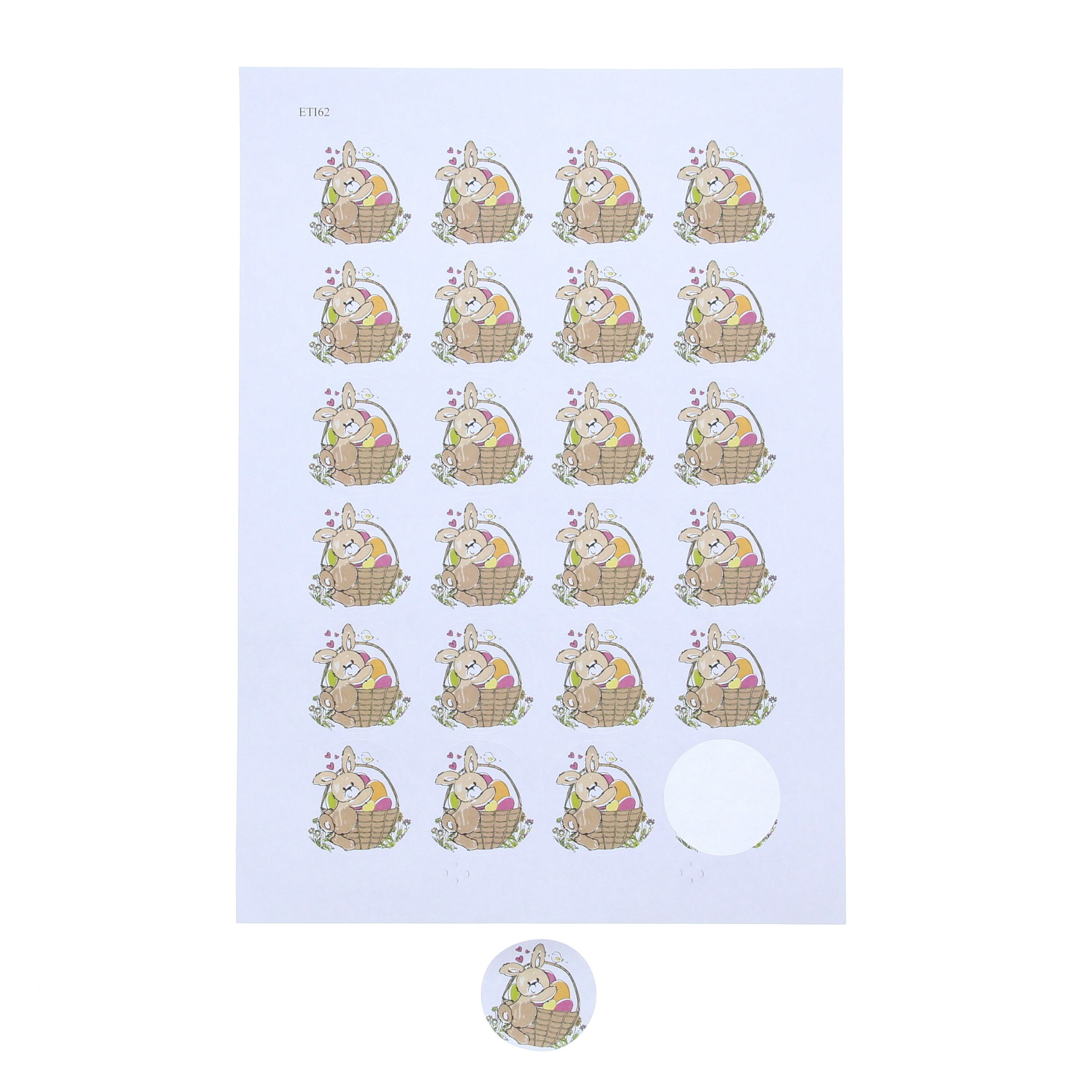 Etikett 4 cm "Bunny Basket" - 120 Stück
