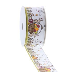 "Bunny Basket"  wired ribbon - white