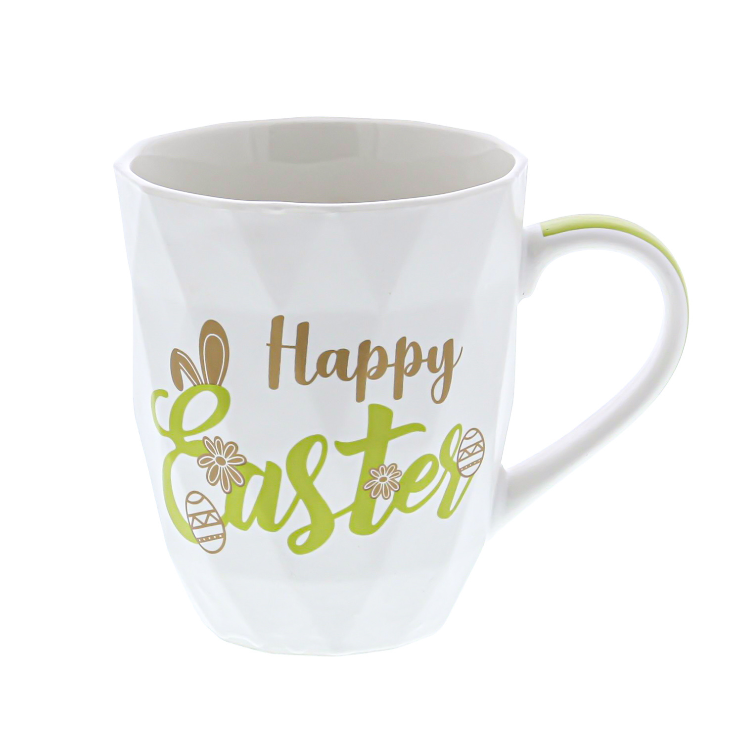 "Happy Easter" mug green / gold -120*86*103 mm - 12 pieces