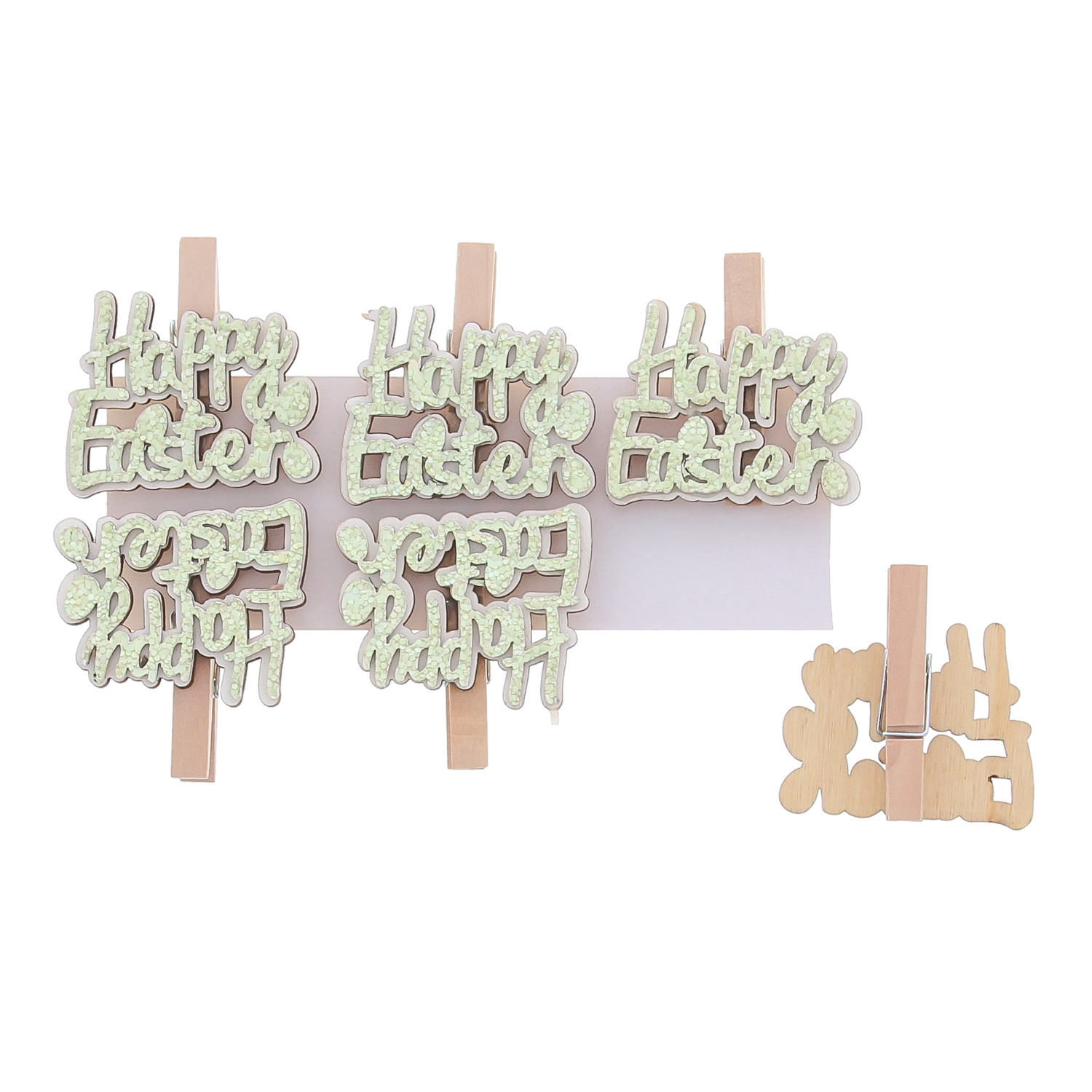 "Happy Easter" clip light green-  45*14*48mm- 36 pieces
