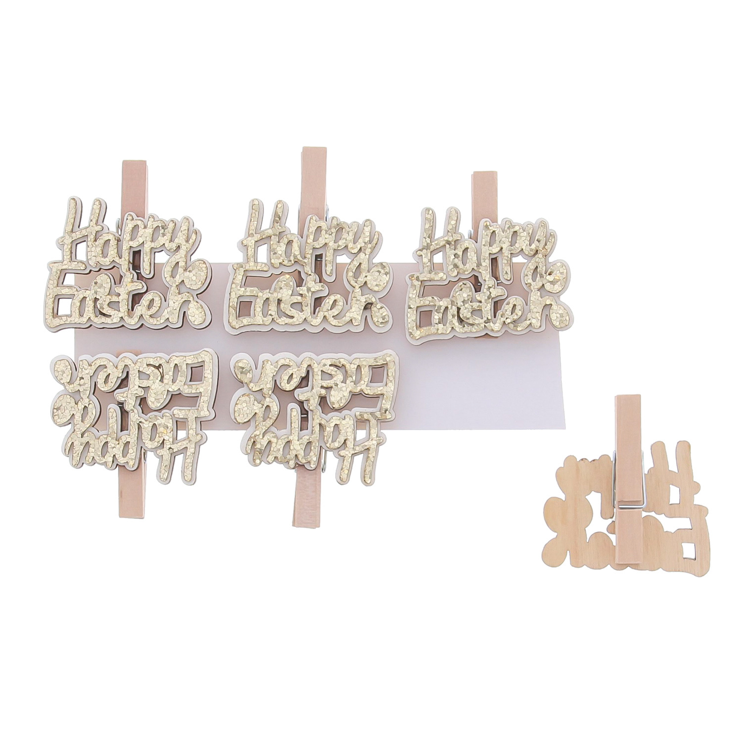 "Happy Easter" clip gold 45*14*48mm- 36 pieces