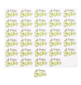 Sticker blinkend   "Happy Easter" groen-goud