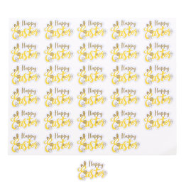 Sticker brillant "Joyeuses Pâques" jaune-doré