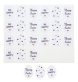 Sticker shiny "Happy Easter" black-gold egg  5 sheets of 24 pieces